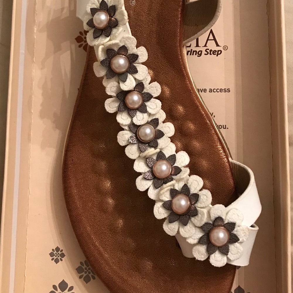 Patrizia, white pearl sling backs